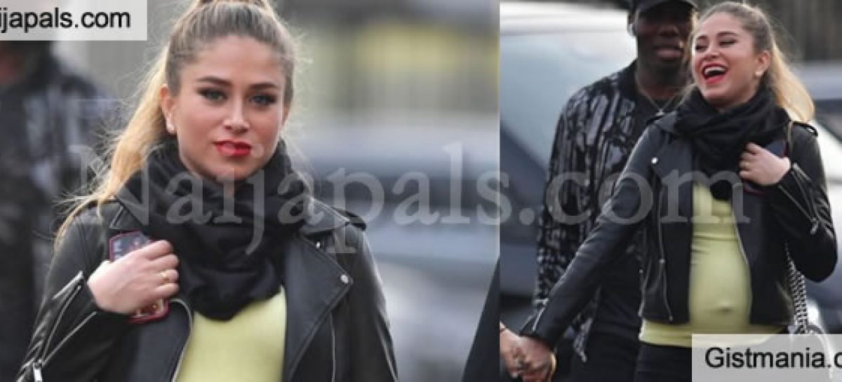Paul Pogba’s girl friend happily displays pregnancy at Old Traford