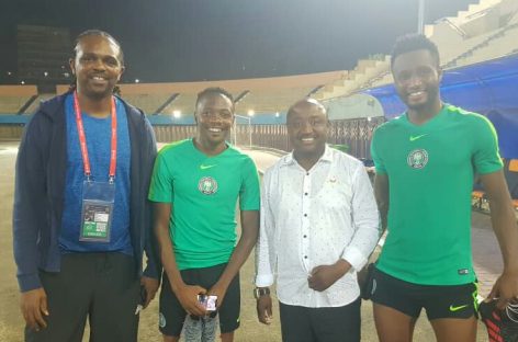 NANPF president, Tijani Babanginda, Kanu officially  meet with Eagles in Cairo