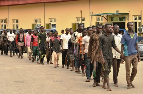 (PICTURES)LAGOS TASKFORCE INTERCEPTS TRUCK WITH 123 MEN, 48 BIKES