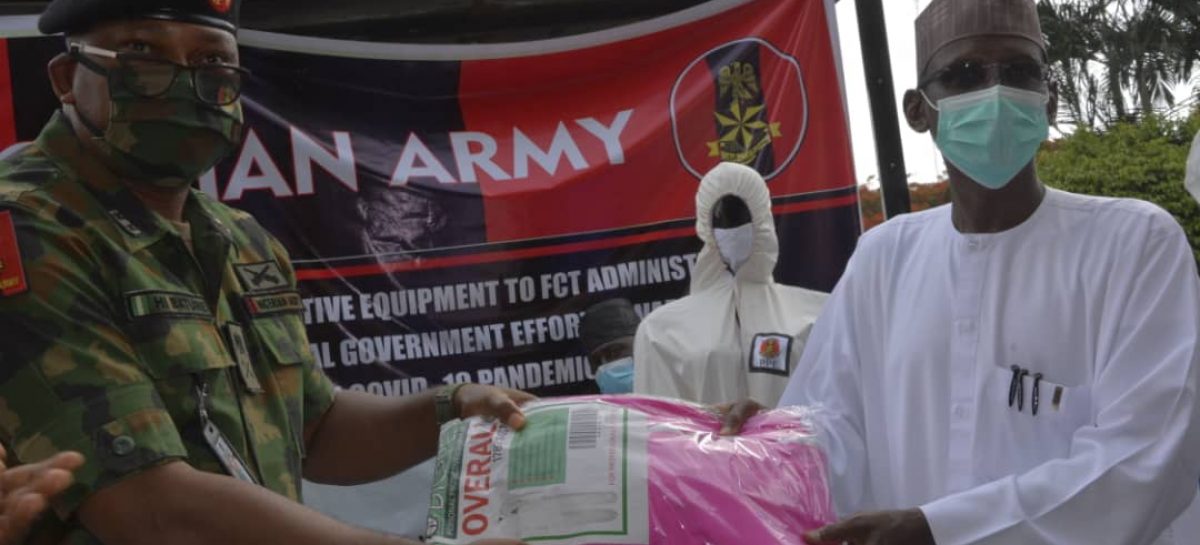 NIGERIAN ARMY DONATES PERSONAL PROTECTIVE EQUIPMENT TO FCT MINISTER