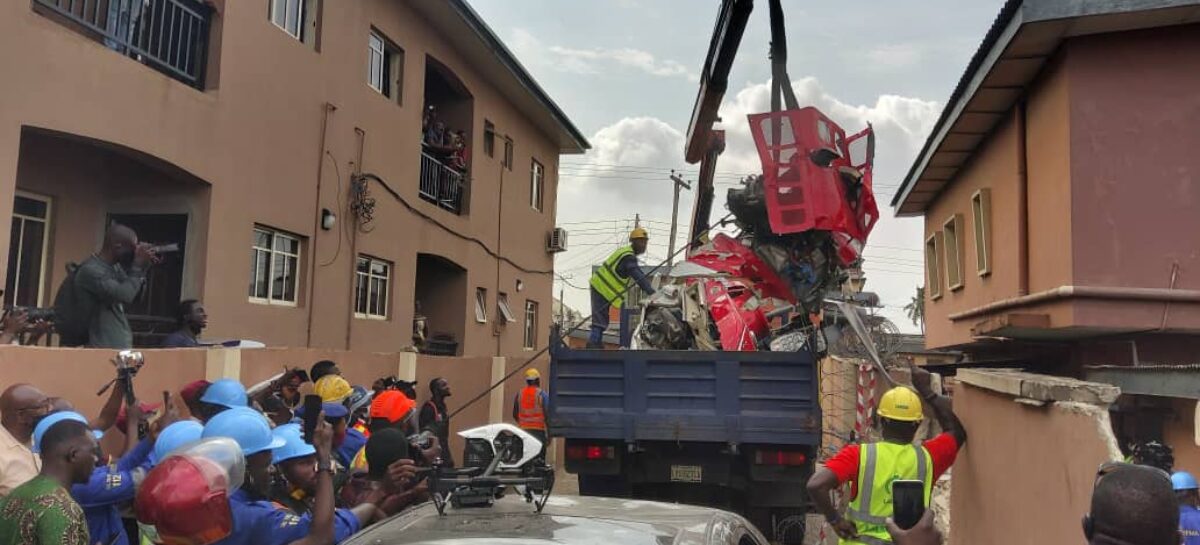 Third passenger confirmed dead as LASEMA recovers wrecks of Lagos crashed helicopter in Opebi