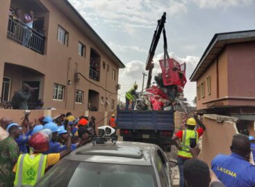 Third passenger confirmed dead as LASEMA recovers wrecks of Lagos crashed helicopter in Opebi