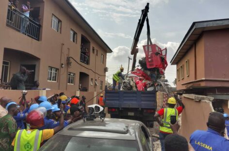 Third passenger confirmed dead as LASEMA recovers wrecks of Lagos crashed helicopter in Opebi