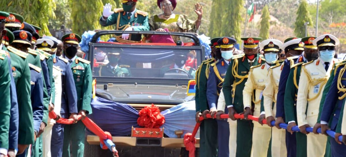 DHQ HOLDS PULL-OUT PARADE IN HONOUR OF IMMEDIATE PAST CDS GENERAL OLONISAKIN