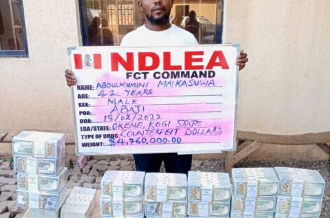 NDLEA intercepts counterfeit $4.7million cash in Abuja