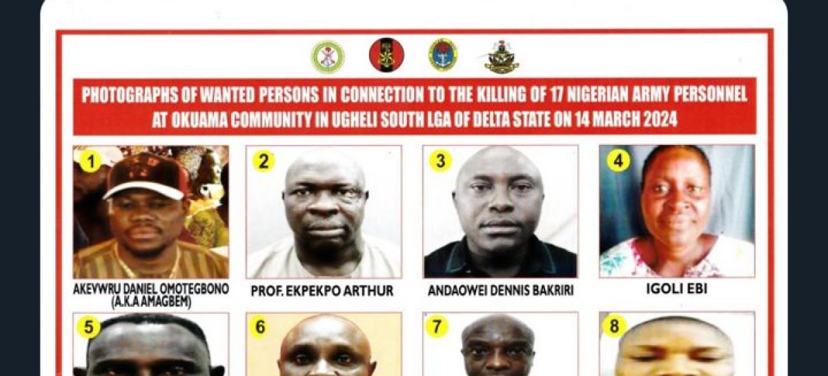 Delta killings: Defence Headquarter declares 8 persons wanted