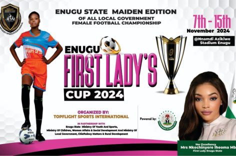 Enugu: First Lady’s Female Football Tourney Gets Nov Date